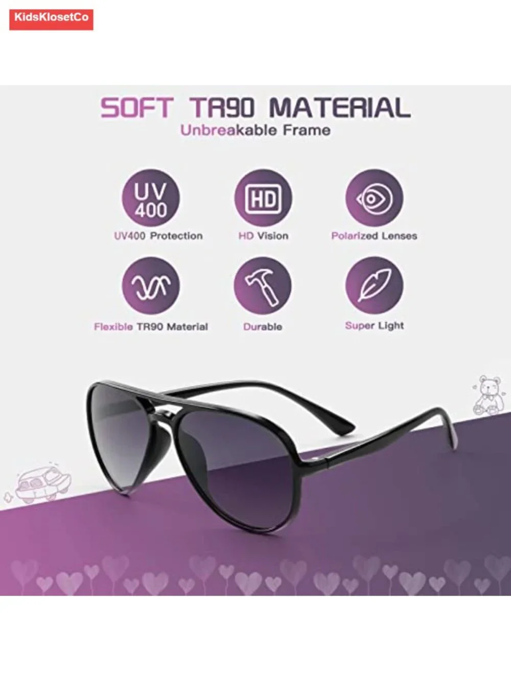 Kids Polarized Sunglasses for Girls Boys Aviator Toddler UV400 Protection